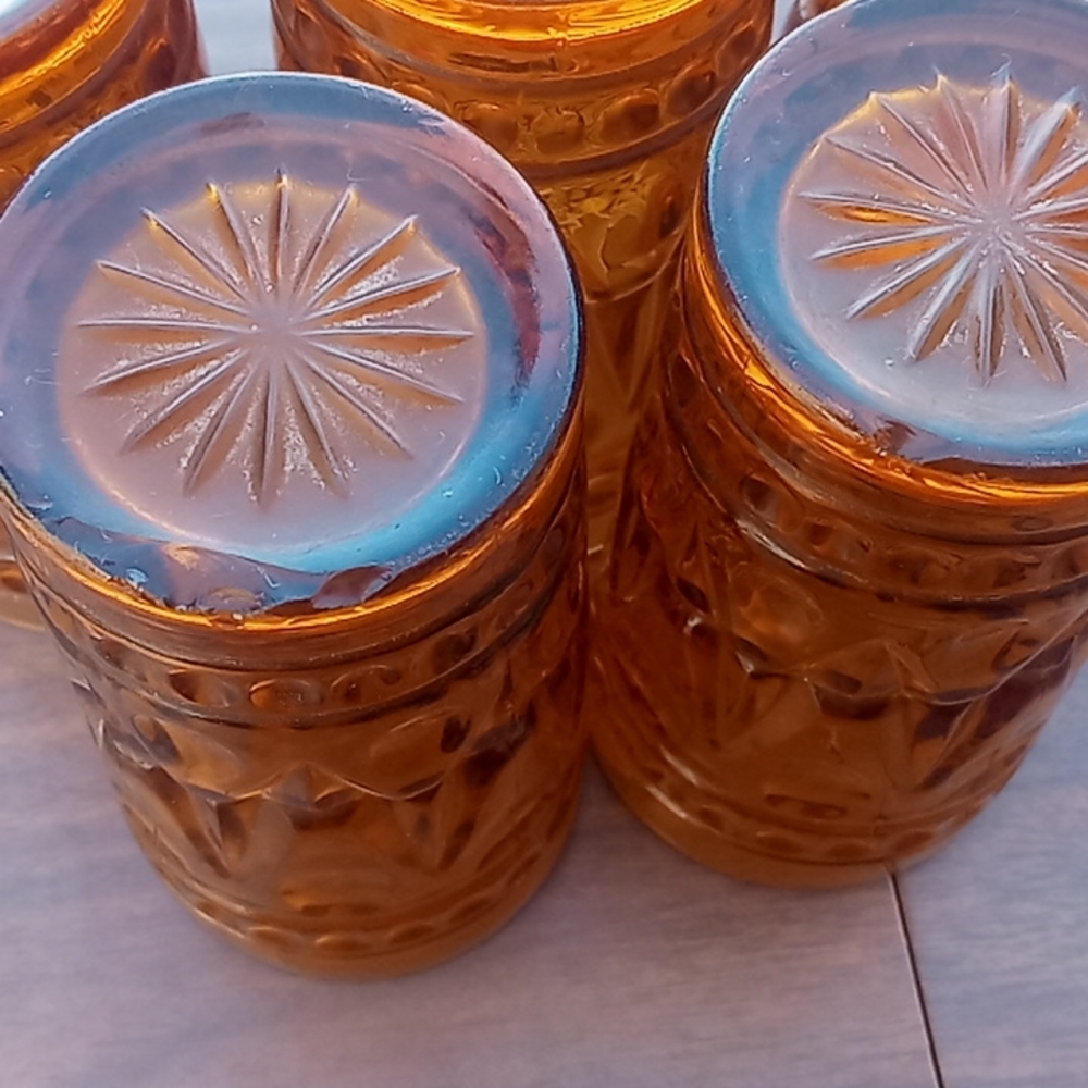 Antique Amber Glass Tumbler Set of Five - Picture 5 of 5